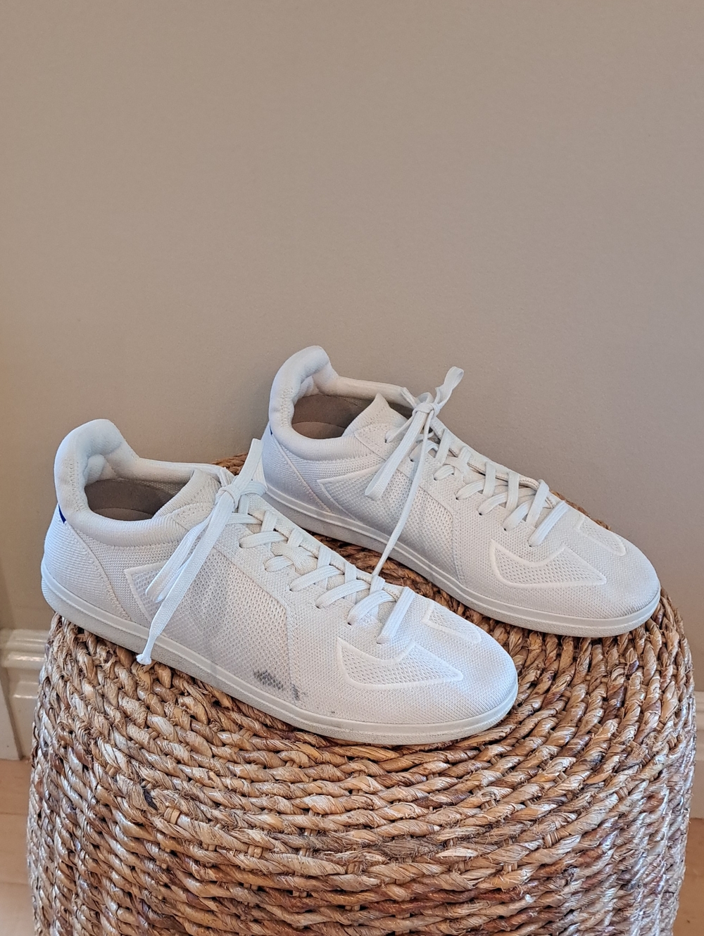 Rothy's Mens RS01 White Washable Knit Athleisure/Preppy Low Sneakers 10.5
